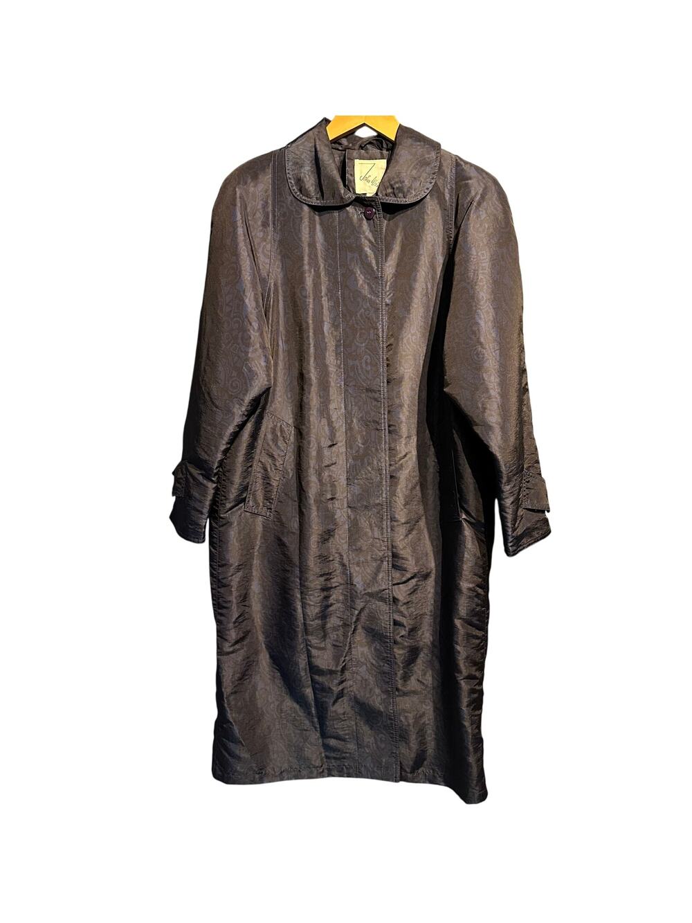 John Weitz Size 6 Trench coat Rain jacket Vintage Luxury Blue Black Print Lined - Picture 1 of 11